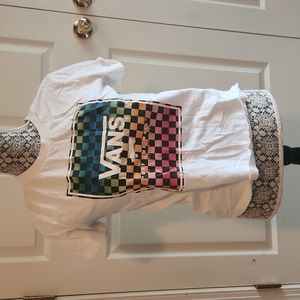 Vans Checkered Print Logo T-Shirt women Medium